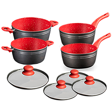 Kit Redsilver 8 peças caçarolas